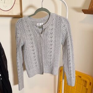 Hollister Light Gray Openwork Knit Cardigan